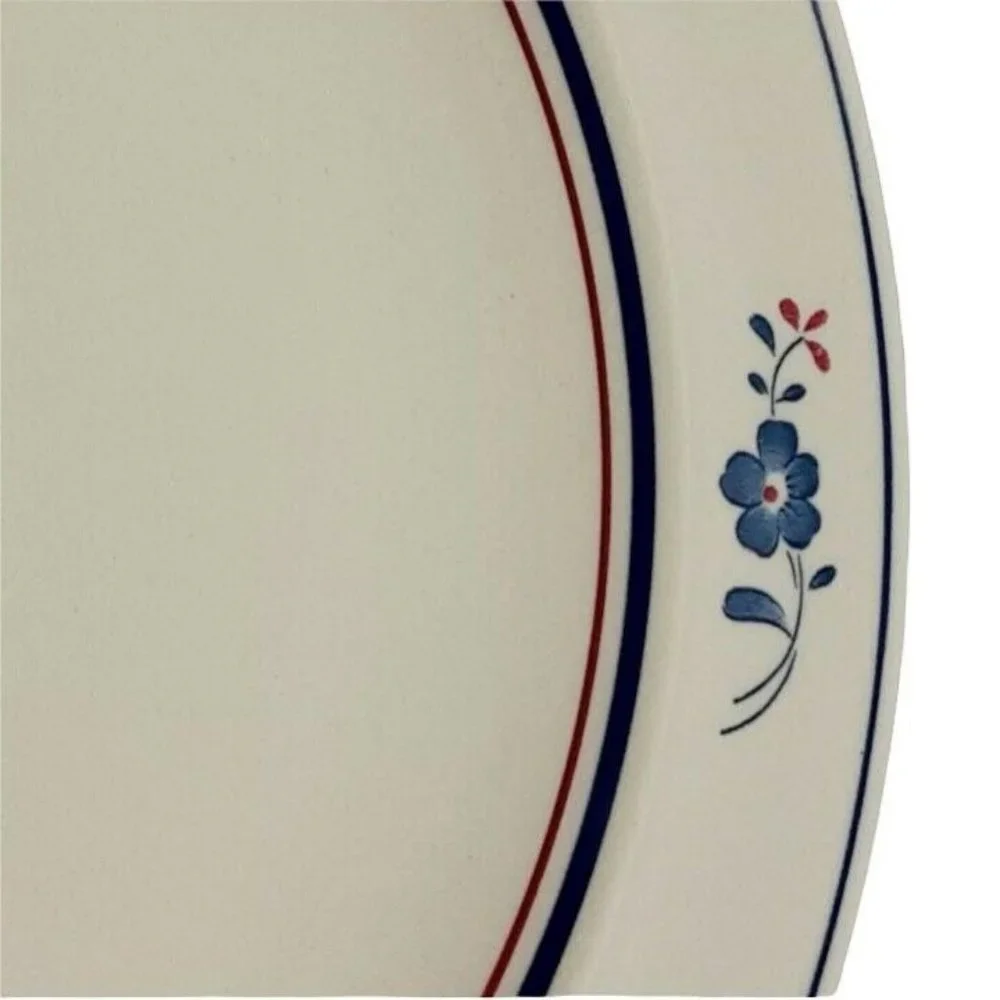 Stockholm Red Blue Floral Dinner Plate Vintage Patriotic Stoneware Dinnerware - Picture 2 of 8